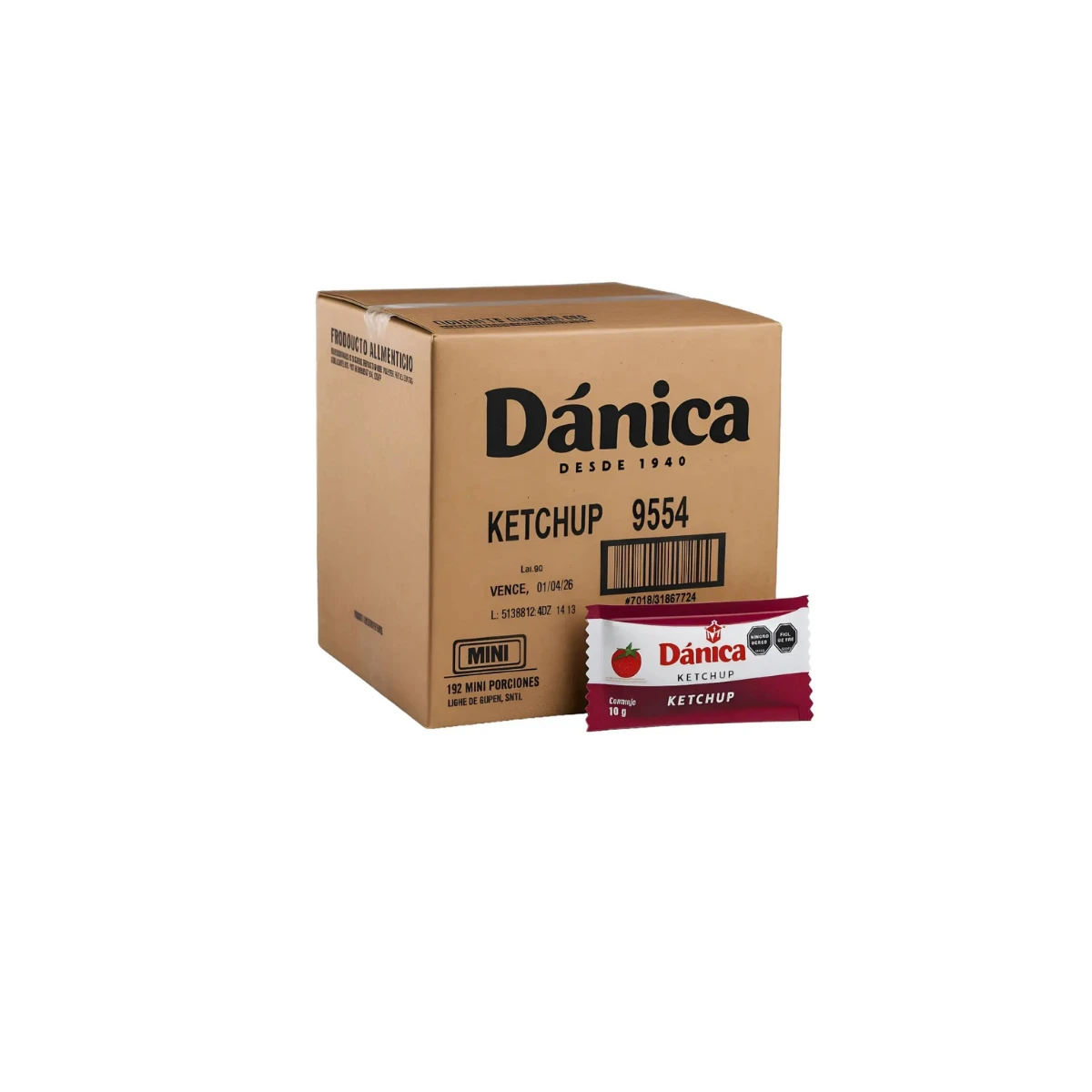 Ketchup Danica en sobres, caja x 192